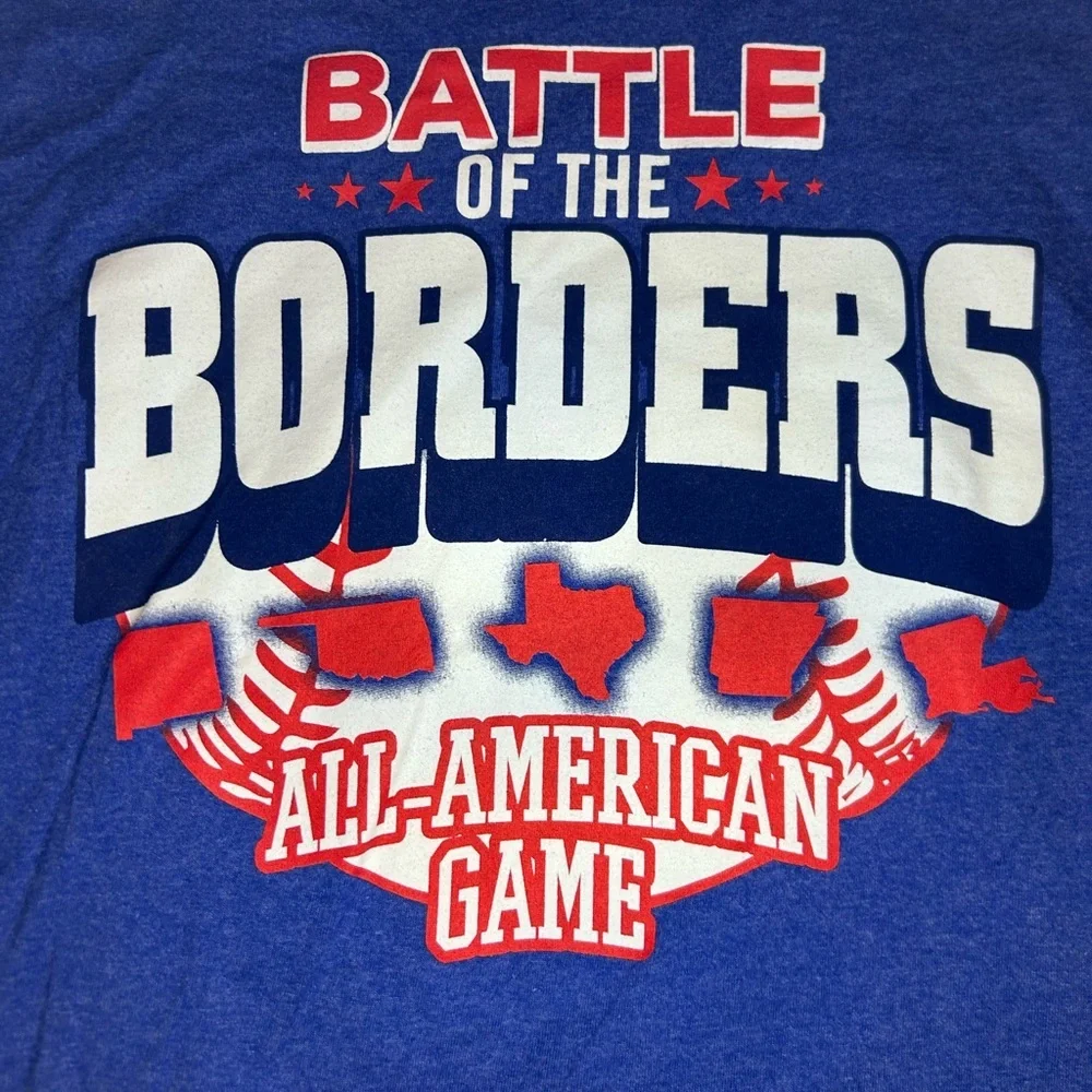 Battle of the Borders All-American Game Blue Graphic Tee | Size L TX OK AR LA NM